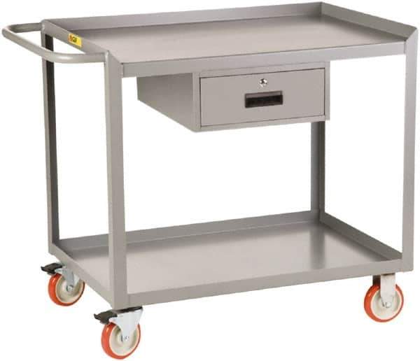 Little Giant - 1,200 Lb Capacity, 2 Shelf, 1 Drawer Mobile Workbench - 48" Wide x 24" Deep x 35-1/2" High, Steel - Industrial Tool & Supply