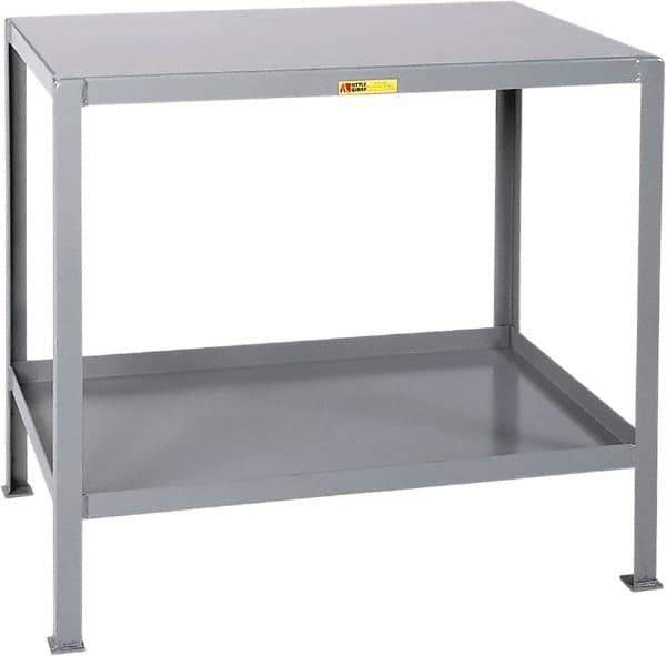 Little Giant - 24 Wide x 18" Deep x 32-1/2" High, 12 Gauge Steel Heavy-Duty Machine Table - Fixed Legs, Gray - Industrial Tool & Supply
