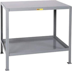 Little Giant - 24 Wide x 18" Deep x 32-1/2" High, 12 Gauge Steel Heavy-Duty Machine Table - Fixed Legs, Gray - Industrial Tool & Supply