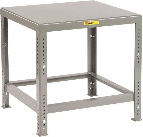 Little Giant - 36 Wide x 30" Deep x 30" High, 7 Gauge Steel Heavy-Duty Machine Table - Adjustable Height Legs, Gray - Industrial Tool & Supply
