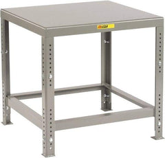 Little Giant - 36 Wide x 30" Deep x 30" High, 7 Gauge Steel Heavy-Duty Machine Table - Adjustable Height Legs, Gray - Industrial Tool & Supply