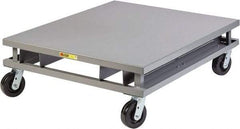 Little Giant - 3,600 Lb Capacity Steel Pallet Dolly with Fork Pockets - 48" Long x 48" Wide x 14-1/4" High, 6" Phenolic Wheels - Industrial Tool & Supply