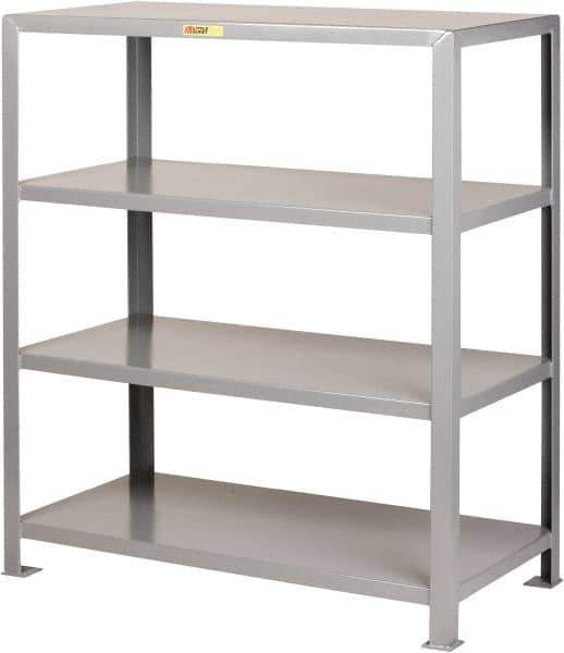 Little Giant - 4 Shelf Starter Heavy-Duty Open Steel Shelving - 8,000 Lb Capacity, 48" Wide x 72" High x 30" Deep, Gray - Industrial Tool & Supply