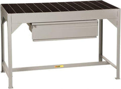 Little Giant - 51 Wide x 24" Deep x 34" High, Steel Bar Grating Welder's Table - Fixed Legs, Gray/Black - Industrial Tool & Supply