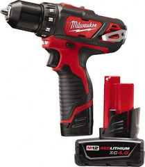 Milwaukee Tool - 12V 3/8" Pistol Grip Cordless Drill - Industrial Tool & Supply