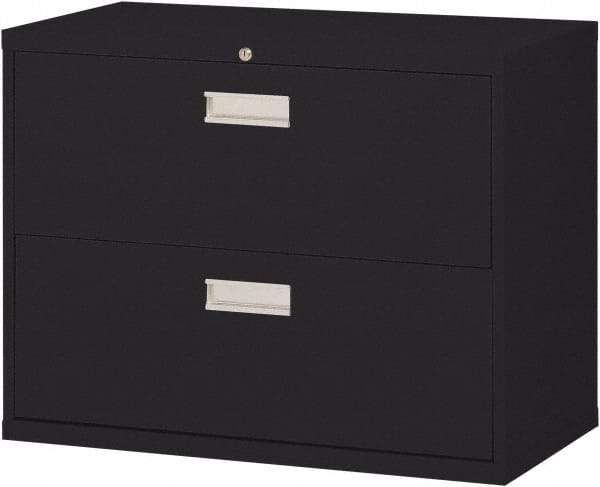 Sandusky Atlantic - 36" Wide x 28-3/8" High x 19-1/4" Deep, 2 Drawer Lateral File with Lock - Steel, Black - Industrial Tool & Supply