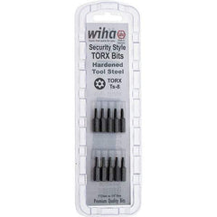 Wiha - 1/4" Drive T8 Tamperproof Torx Screwdriver Bit - 1" OAL, Tamper Resistant Bit - Industrial Tool & Supply
