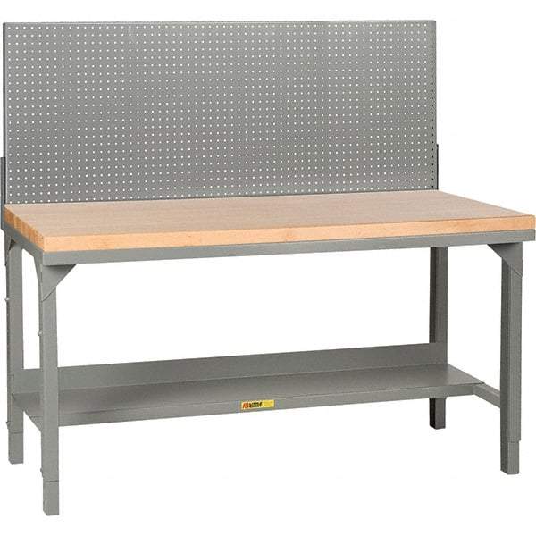 Little Giant - 72 Wide x 36" Deep x 28-3/4" High, Butcher Block Workbench - 1-3/4" Butcher Block Top, Adjustable Height Legs, Gray - Industrial Tool & Supply