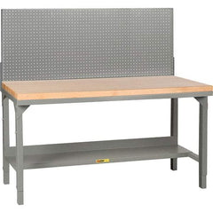 Little Giant - 72 Wide x 36" Deep x 28-3/4" High, Butcher Block Workbench - 1-3/4" Butcher Block Top, Adjustable Height Legs, Gray - Industrial Tool & Supply