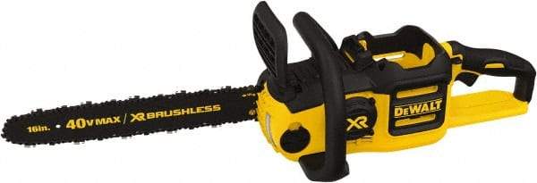 DeWALT - 40 Volt, 50 Ft/sec, Battery Powered Chainsaw - 16" Guide Bar Length, 7,500 RPM, 3/8" Chain Pitch - Industrial Tool & Supply