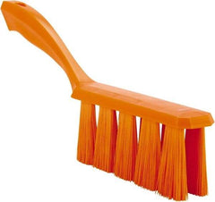 Vikan - 3.9" Bristle Length, Polyester Cleaning & Finishing Brush - 3" Long x 6-1/2" Wide Head, 13" OAL, Easy Grip Handle, Orange, Polypropylene Block - Industrial Tool & Supply