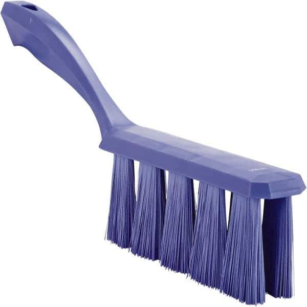 Vikan - 3.9" Bristle Length, Polyester Cleaning & Finishing Brush - 3" Long x 6-1/2" Wide Head, 13" OAL, Easy Grip Handle, Purple, Polypropylene Block - Industrial Tool & Supply