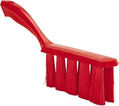 Vikan - 3.9" Bristle Length, Polyester Cleaning & Finishing Brush - 3" Long x 6-1/2" Wide Head, 13" OAL, Easy Grip Handle, Red, Polypropylene Block - Industrial Tool & Supply