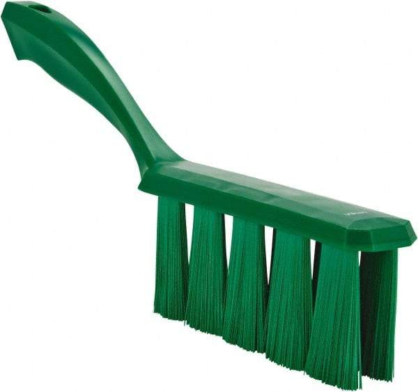 Vikan - 3.9" Bristle Length, Polyester Cleaning & Finishing Brush - 3" Long x 6-1/2" Wide Head, 13" OAL, Easy Grip Handle, Green, Polypropylene Block - Industrial Tool & Supply