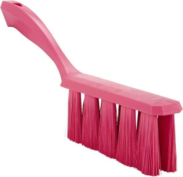 Vikan - 3.9" Bristle Length, Polyester Cleaning & Finishing Brush - 3" Long x 6-1/2" Wide Head, 13" OAL, Easy Grip Handle, Pink, Polypropylene Block - Industrial Tool & Supply