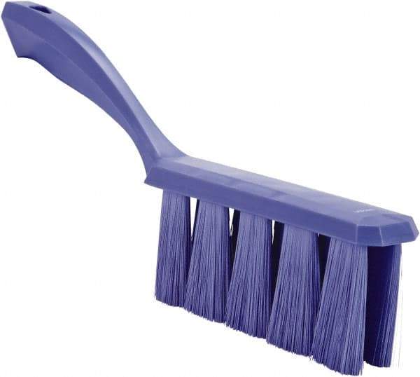 Vikan - 3.9" Bristle Length, Polyester Cleaning & Finishing Brush - 3" Long x 1-1/2" Wide Head, 13" OAL, Easy Grip Handle, Purple, Polypropylene Block - Industrial Tool & Supply
