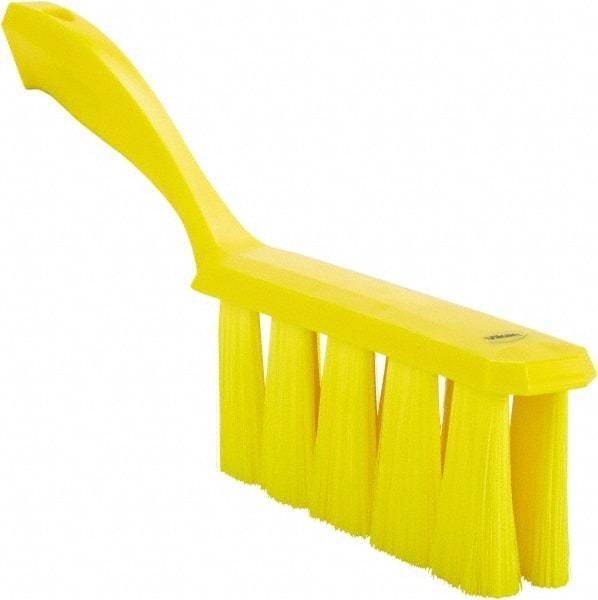 Vikan - 3.9" Bristle Length, Polyester Cleaning & Finishing Brush - 3" Long x 1-1/2" Wide Head, 13" OAL, Easy Grip Handle, Yellow, Polypropylene Block - Industrial Tool & Supply