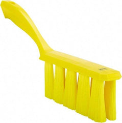Vikan - 3.9" Bristle Length, Polyester Cleaning & Finishing Brush - 3" Long x 1-1/2" Wide Head, 13" OAL, Easy Grip Handle, Yellow, Polypropylene Block - Industrial Tool & Supply
