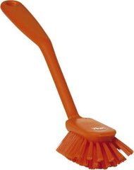 Vikan - 2.4" Bristle Length, Polyester Cleaning & Finishing Brush - 2-1/2" Long x 2.4" Wide Head, 10.8" OAL, Easy Grip Handle, Orange, Polypropylene Block - Industrial Tool & Supply