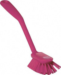 Vikan - 2.4" Bristle Length, Polyester Cleaning & Finishing Brush - 2-1/2" Long x 2.4" Wide Head, 10.8" OAL, Easy Grip Handle, Pink, Polypropylene Block - Industrial Tool & Supply