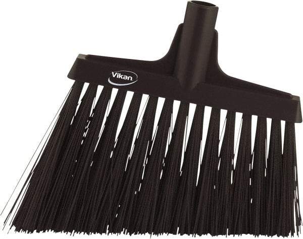Vikan - 9-1/2" Wide, Black Polyester Bristles, Angled Broom - Water Resistant - Industrial Tool & Supply