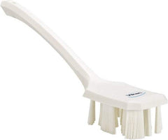 Vikan - 2-3/4" Bristle Length, Polyester Scrub Brush - 12" Long x 2-7/8" Wide Head, 15-1/2" OAL, Long Handle, White, Polypropylene Block - Industrial Tool & Supply