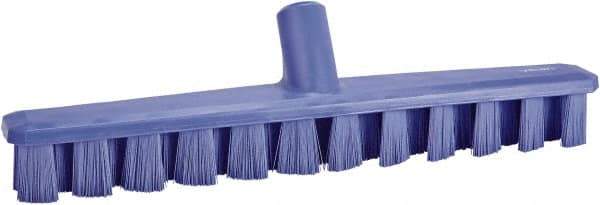 Vikan - 1-7/8" Bristle Length, Polyester Deck Scrub Brush - 1-7/8" Wide Head, 15-1/4" OAL, European Threaded Handle, Purple, Polypropylene Block - Industrial Tool & Supply