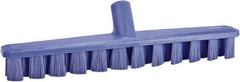 Vikan - 1-7/8" Bristle Length, Polyester Deck Scrub Brush - 1-7/8" Wide Head, 15-1/4" OAL, European Threaded Handle, Purple, Polypropylene Block - Industrial Tool & Supply
