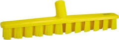Vikan - 1-7/8" Bristle Length, Polyester Deck Scrub Brush - 1-7/8" Wide Head, 15-1/4" OAL, European Threaded Handle, Yellow, Polypropylene Block - Industrial Tool & Supply