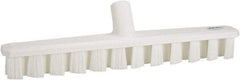 Vikan - 1-7/8" Bristle Length, Polyester Deck Scrub Brush - 1-7/8" Wide Head, 15-1/4" OAL, European Threaded Handle, White, Polypropylene Block - Industrial Tool & Supply