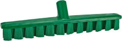 Vikan - 1-7/8" Bristle Length, Polyester Deck Scrub Brush - 1-7/8" Wide Head, 15-1/4" OAL, European Threaded Handle, Green, Polypropylene Block - Industrial Tool & Supply