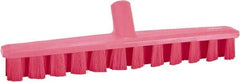 Vikan - 1-7/8" Bristle Length, Polyester Deck Scrub Brush - 1-7/8" Wide Head, 15-1/4" OAL, European Threaded Handle, Pink, Polypropylene Block - Industrial Tool & Supply