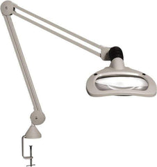 Vision Engineering - 45" Arm, Spring Suspension, Clamp Mount, LED, Light Gray, Magnifying Task Light - 6 Watts, 120 Volts, 1.88x Magnification - Industrial Tool & Supply