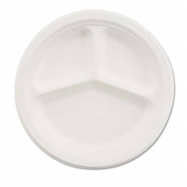 Chinet - Paper Dinnerware, 3-Comp Plate, 9 1/4" Diam, White, 500/Carton - Industrial Tool & Supply
