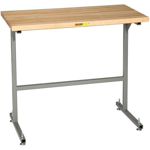 Little Giant - 36 Wide x 24" Deep x 42" High, Butcher Block Butcher Block Top Table - 1-3/4" Butcher Block Top, Fixed Legs With Adjustable Height Glides, Gray - Industrial Tool & Supply