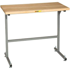 Little Giant - 36 Wide x 24" Deep x 42" High, Butcher Block Butcher Block Top Table - 1-3/4" Butcher Block Top, Fixed Legs With Adjustable Height Glides, Gray - Industrial Tool & Supply