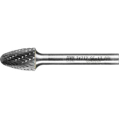 PFERD - 1/2" Cut Diam, 1/4" Shank Diam, Tree with Radius Head Double Cut Burr - Tungsten Carbide, 3/4" LOC, 2-1/2" OAL - Industrial Tool & Supply