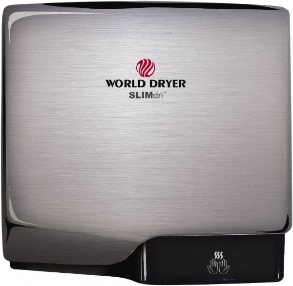 World Dryer - 950 Watt Silver Finish Electric Hand Dryer - 100/120 Volts, 8.3 Amps, 11.43" Wide x 10.7" High x 3.9" Deep - Industrial Tool & Supply