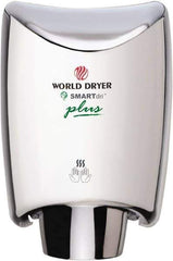 World Dryer - 1200 Watt Silver Finish Electric Hand Dryer - 100/120 Volts, 10 Amps, 9.3" Wide x 12-1/2" High x 7.6" Deep - Industrial Tool & Supply