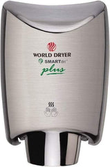 World Dryer - 1200 Watt Silver Finish Electric Hand Dryer - 100/120 Volts, 10 Amps, 9.3" Wide x 12-1/2" High x 7.6" Deep - Industrial Tool & Supply
