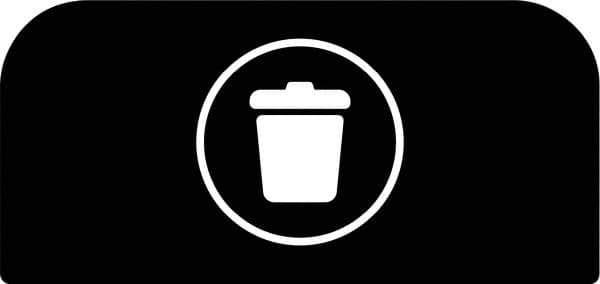 Rubbermaid - Trash Can Decal Message: Landfill - English, Text on Color, Black, Indoor & Outdoor, Apply to Metal, 1-25/32" Wide x 8-1/2" High - Industrial Tool & Supply