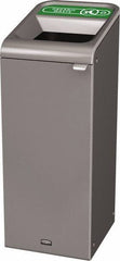 Rubbermaid - 15 Gal Gray Rectangle Decorative Indoor Single Stream Waste Receptacle - Metal, Organic Waste Graphic, 37.965" High x 14.784" Long x 19-1/2" Wide, Lid Included - Industrial Tool & Supply