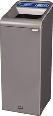 Rubbermaid - 15 Gal Gray Rectangle Decorative Indoor Single Stream Waste Receptacle - Metal, Paper Graphic, 37.965" High x 14.784" Long x 19-1/2" Wide, Lid Included - Industrial Tool & Supply