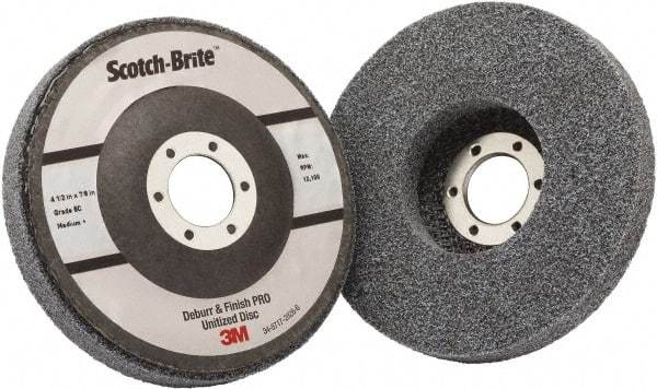 3M - 4-1/2" Medium Grade Ceramic Deburring Disc - 7/8" Center Hole, Holder Required - Industrial Tool & Supply
