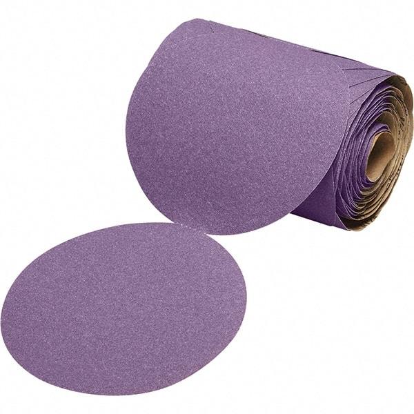3M - 6" Diam, 220 Grit Ceramic Adhesive PSA Disc - Very Fine Grade, Purple, Film Backing, Flexible, Use with Random Orbital Sanders - Industrial Tool & Supply