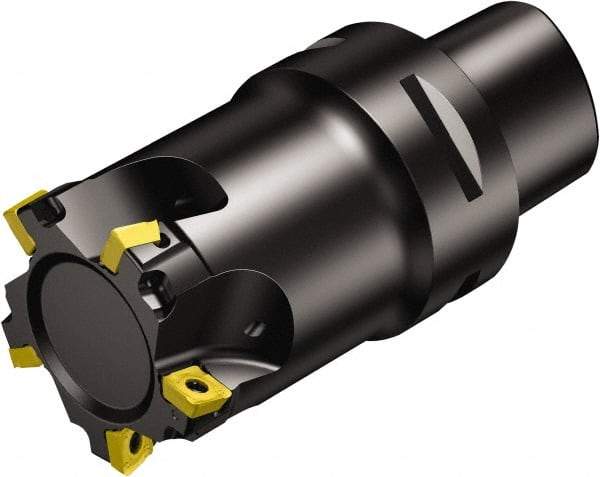 Sandvik Coromant - 5 Inserts, 50mm Cut Diam, 63mm Arbor Diam, 10mm Max Depth of Cut, Indexable Square-Shoulder Face Mill - 118mm High, 490R-1404 Insert Compatibility, Through Coolant, Series CoroMill 490 - Industrial Tool & Supply