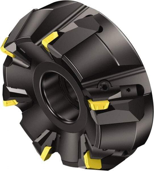 Sandvik Coromant - 152.4mm Cut Diam, 38.1mm Arbor Hole, 13mm Max Depth of Cut, 60° Indexable Chamfer & Angle Face Mill - 8 Inserts, 360R-1906 Insert, Right Hand Cut, Series CoroMill 360 - Industrial Tool & Supply