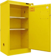 Securall Cabinets - 2 Door, 2 Shelf, Yellow Steel Standard Safety Cabinet for Flammable and Combustible Liquids - 46" High x 24" Wide x 18" Deep, Self Closing Door, 3 Point Key Lock, 20 Gal Capacity - Industrial Tool & Supply
