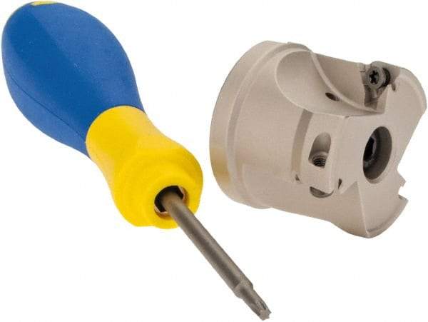 Iscar - 5 Inserts, 1-1/2" Cut Diam, 1/2" Arbor Diam, 0.315" Max Depth of Cut, Indexable Square-Shoulder Face Mill - 0/90° Lead Angle, 1.37" High, HM390 TPKT 1003 Insert Compatibility, Through Coolant, Series HeliIQMill - Industrial Tool & Supply