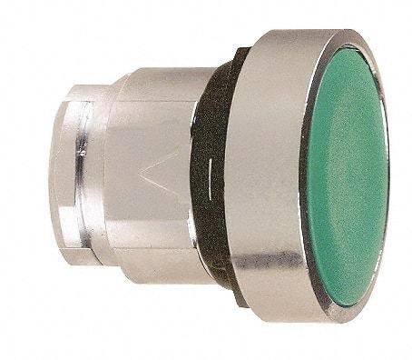 Schneider Electric - 22mm Mount Hole, Flush, Pushbutton Switch Only - Round, Green Pushbutton, Maintained (MA) - Industrial Tool & Supply